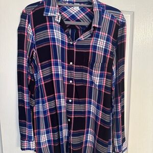 Old Navy Womens Casual Plaid Shirt - Black, royal blue, Pink, and White